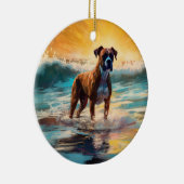 Boxer strand surfen schilderij keramisch ornament (Rechts)