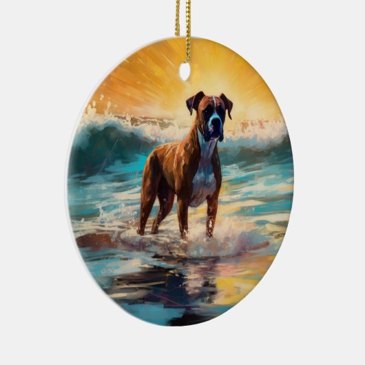 Boxer strand surfen schilderij keramisch ornament (Rechts)