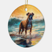 Boxer strand surfen schilderij keramisch ornament (Links)