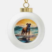 Boxer strand surfen schilderij keramische bal ornament (Voorkant)