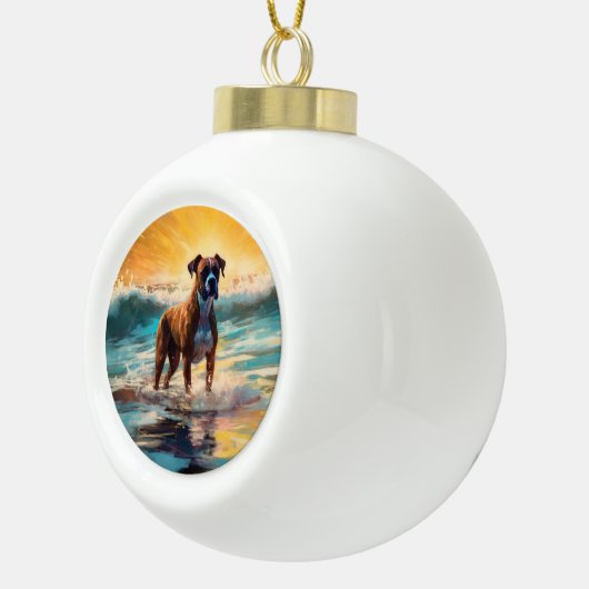 Boxer strand surfen schilderij keramische bal ornament (Rechts)