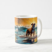 Boxer strand surfen schilderij koffiemok (Voorkant rechts)