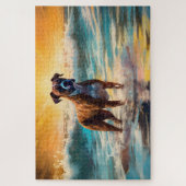 Boxer strand surfen schilderij legpuzzel (Verticaal)