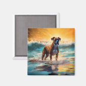 Boxer strand surfen schilderij magneet (Voorkant / Achterkant)