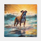 Boxer strand surfen schilderij magneet (Voorkant)