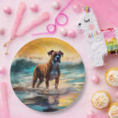 Boxer strand surfen schilderij papieren bordje