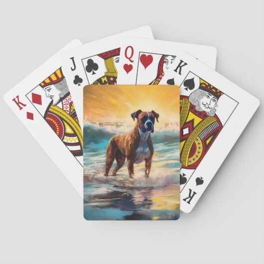 Boxer strand surfen schilderij pokerkaarten (Achterkant)