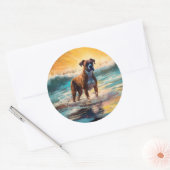 Boxer strand surfen schilderij ronde sticker (Envelop)