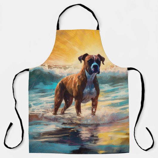 Boxer strand surfen schilderij schort (Voorkant)