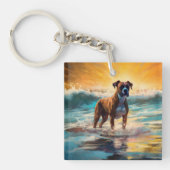 Boxer strand surfen schilderij sleutelhanger (Voorkant)