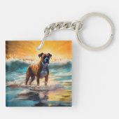 Boxer strand surfen schilderij sleutelhanger (Achterkant)