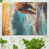 Boxer strand surfen schilderij theedoek (Gevouwen)