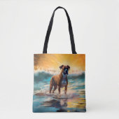 Boxer strand surfen schilderij tote bag (Voorkant)