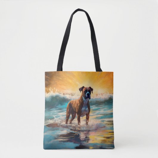 Boxer strand surfen schilderij tote bag (Voorkant)