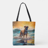 Boxer strand surfen schilderij tote bag (Achterkant)