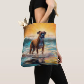 Boxer strand surfen schilderij tote bag (Dichtbij)