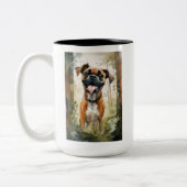Boxer Terrier Waterverf Whimsical Tweekleurige Koffiemok (Links)