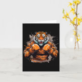 Boxer Tiger Funny Boxing Tiger Graphic Mannen Vrou Kaart (Gele Bloem)