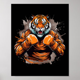 Boxer Tiger Funny Boxing Tiger Graphic Mannen Vrou Poster