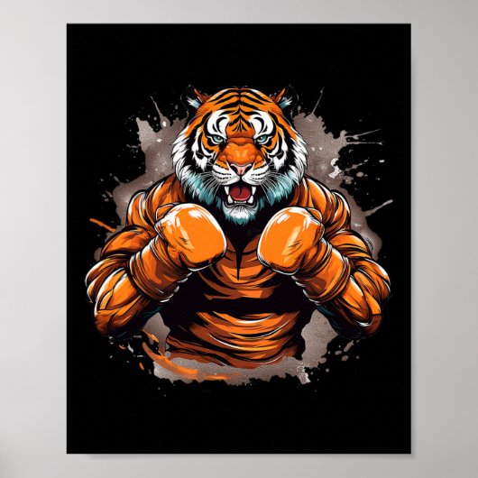 Boxer Tiger Funny Boxing Tiger Graphic Mannen Vrou Poster (Voorkant)