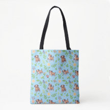 Boxer Tote Bag Schattige Lente Bloem Kawaii Hond