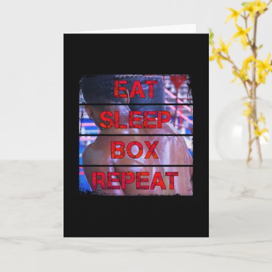 Boxer Training Quote Eat Sleep Box Herhalen Kaart (Gele Bloem)