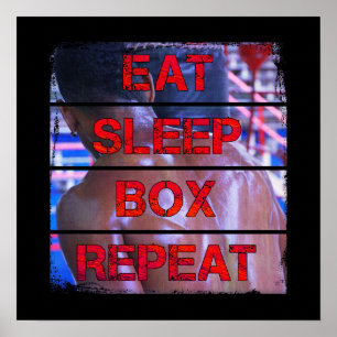 Boxer Training Quote Eat Sleep Box Herhalen Poster