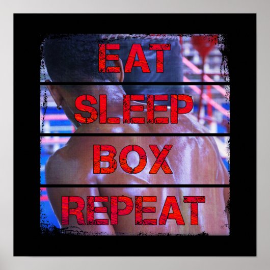 Boxer Training Quote Eat Sleep Box Herhalen Poster (Voorkant)