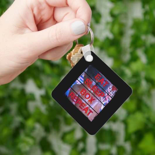 Boxer Training Quote Eat Sleep Box Herhalen Sleutelhanger (Hand)