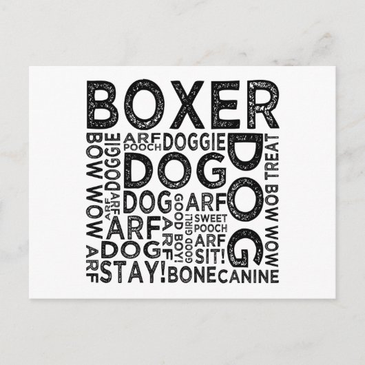 Boxer Typografie Briefkaart (Voorkant)