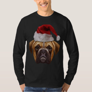 Boxer Ugly Kersthond Santa Hat Xmas Gift T-shirt
