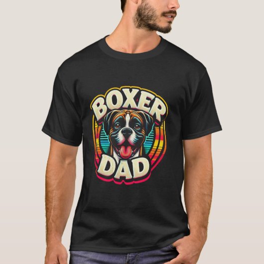 Boxer Vader Grappige Boxer Hond Dier Voor Mannen T-shirt (Voorkant)
