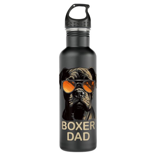 Boxer Vader Hondeneigenaar Gift Funny Boxer Honden Waterfles (Voorkant)