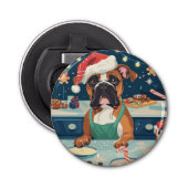 Boxer Vakantie Bakken: Feestelijke Kerst Button Flesopener (Voorkant)