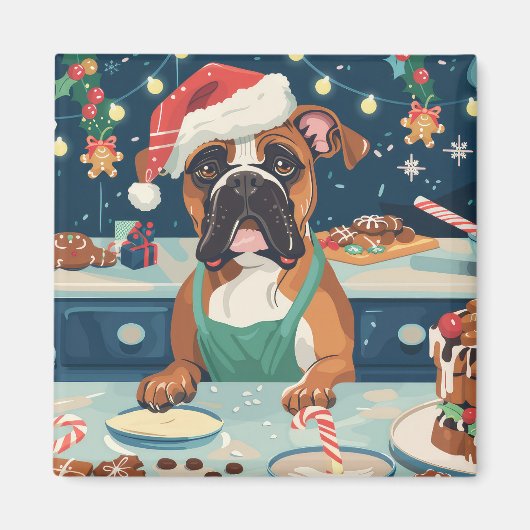 Boxer Vakantie Bakken: Feestelijke Kerst Magneet (Voorkant)