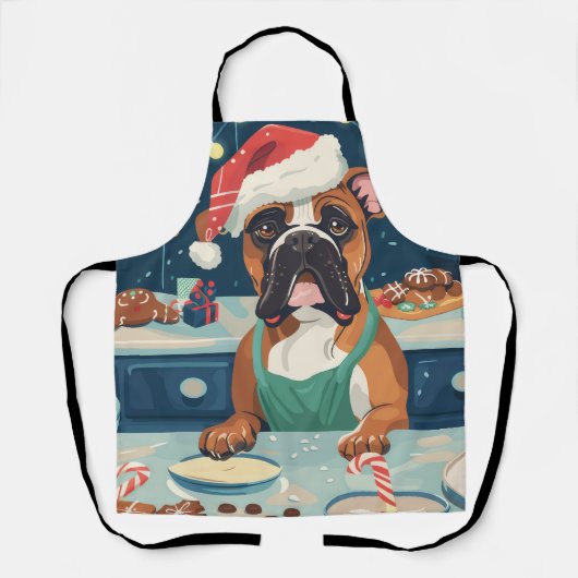 Boxer Vakantie Bakken: Festive Kerstmis Schort (Voorkant)