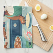 Boxer Vakantie Bakken: Festive Kerstmis Theedoek (Quarter Fold)