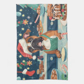 Boxer Vakantie Bakken: Festive Kerstmis Theedoek (Verticaal)