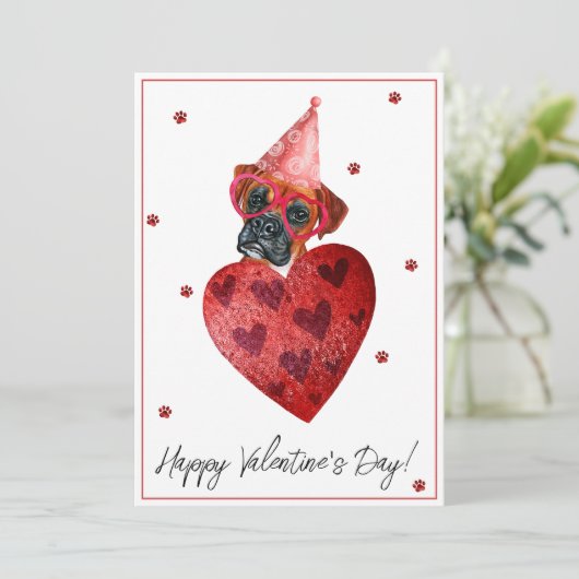 Boxer Valentijnsdag Gift Dog Feestdagenkaart (Staand voorkant)