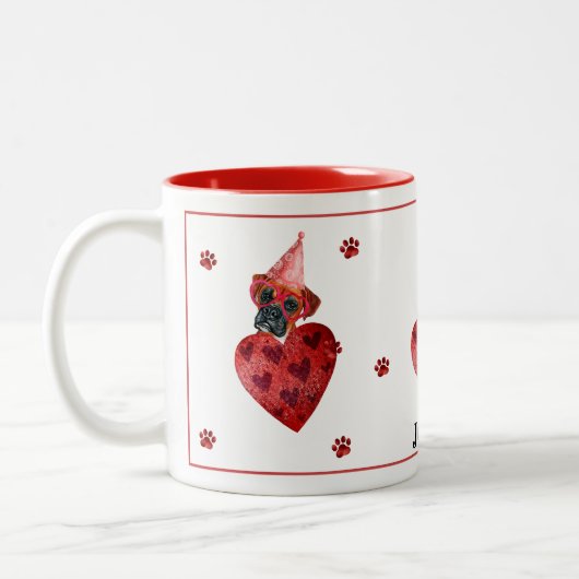 Boxer Valentijnsdag Gift Dog Two-Tone Koffee Mok (Links)