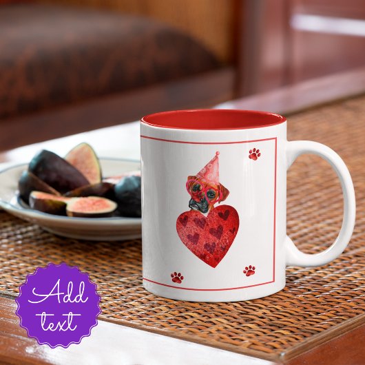 Boxer Valentijnsdag Gift Dog Two-Tone Koffee Mok
