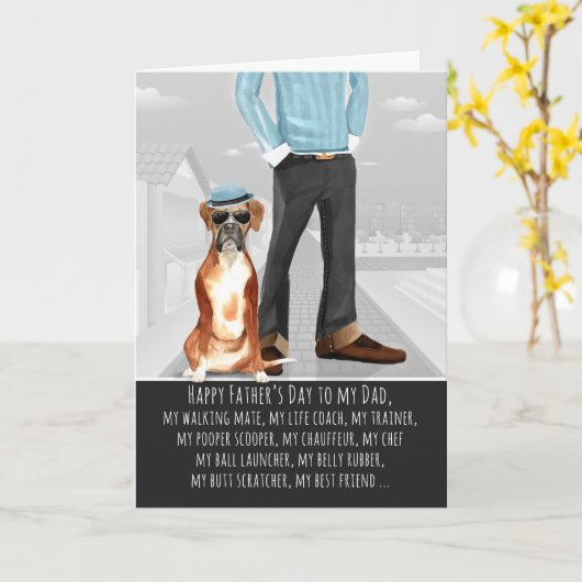Boxer van de Dog Vaderdag Funny Kaart (Gele Bloem)