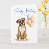 Boxer Verjaardag Kaart (Gele Bloem)
