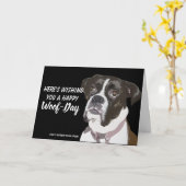 Boxer Verjaardagskaarten Honden - Happy Wood-Day Kaart (Gele Bloem)