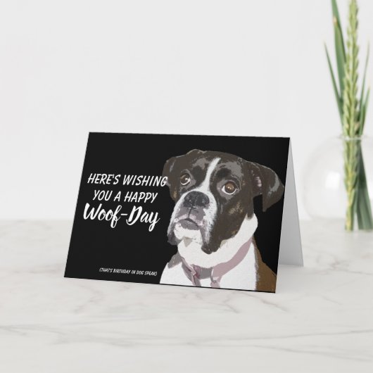 Boxer Verjaardagskaarten Honden - Happy Wood-Day Kaart (Voorkant)