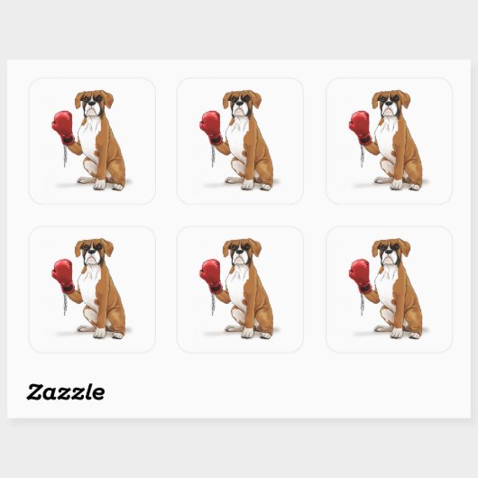 Boxer Vierkante Sticker (Vel)