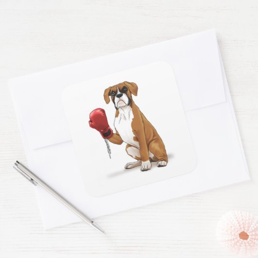 Boxer Vierkante Sticker (Envelop)