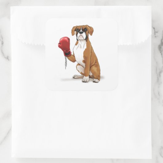 Boxer Vierkante Sticker (Tas)