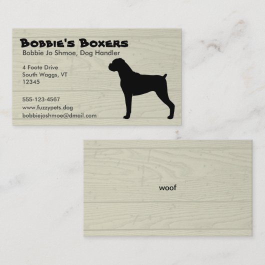 Boxer Visitekaartje (Voorkant / Achterkant)