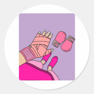 Boxer Vrouw Boxer Retro Boxing Ronde Sticker